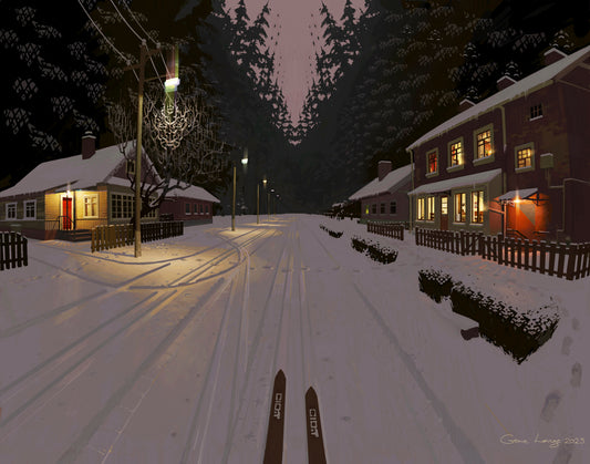 "Night Skiing With The Spirits" Giclee Print